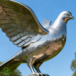 Escultura de Paloma en Acero Inoxidable Pulido Espejo Senzhao, Arte Metálico Contemporáneo para Decoración de Jardín, Parque o Espacio Comercial - Product Image 2