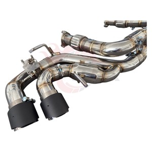 Système d'échappement Catback OEM en acier inoxydable Vortex avec soupapes pour Corvette C8 Stingray 6.2L avec système de croisement central en X et embouts quadruples foncés - Product Image 5