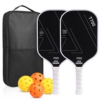 Raket Pickleball T700 Serat Karbon Penuh Matte Inti Sarang Lebah Hadiah Olahraga Luar Ruangan 1 Paket 2 Raket 4 Bola