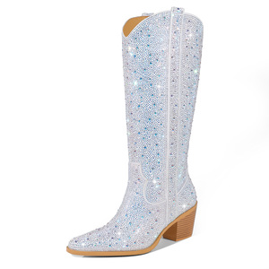 Scarpe da <span class=keywords><strong>donna</strong></span> di alta qualità rosa con tacco alto da Cowboy stivali da <span class=keywords><strong>donna</strong></span> - Product Image 3