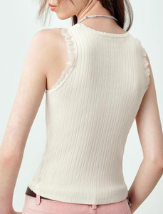 ผู้ผลิตจีน 2025 ODM & OEM เสื้อสเวตเตอร์ถักลายตัวอักษร แต่งผ้าลูกไม้แบบต่อผ้า สไตล์เกาหลี สำหรับผู้หญิง ฤดูร้อน รุ่นใหม่ - Product Image 3