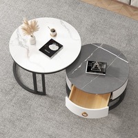 Table basse en pierre avec structure en métal, design moderne et simple multifonctionnel pour petit appartement, salon
