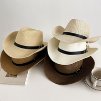 Chapeaux de paille pour hommes avec logo personnalisé d'usine Chapeau de plage de cowboy en paille d'été Chapeau de plage de sauveteur avec logo