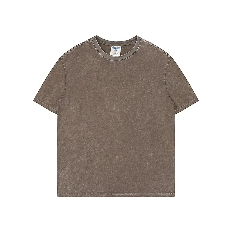 Pure cotton 285G round neck short sleeve American heavy fashion distressed acid wash t-shirt men oversized tshirts