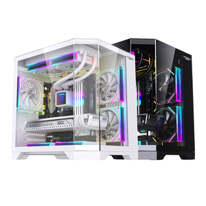 Микро ATX <span class=keywords><strong>ITX</strong></span> Mid <span class=keywords><strong>Tower</strong></span> PC чехол с панорамным закаленным стеклом Передняя и боковая панель USB3.0 порт мини классный стиль с вентилятором в черно-белом цвете - Product Image 4