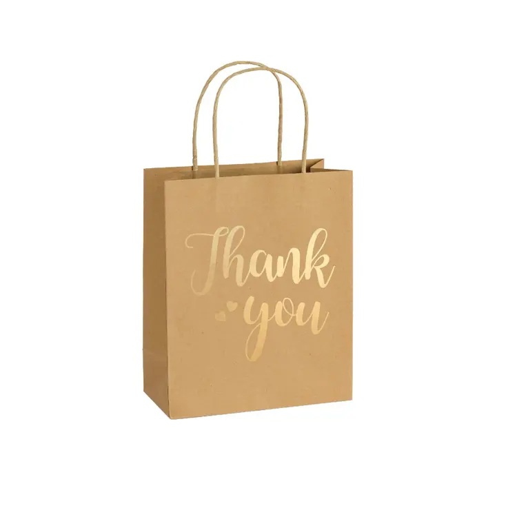 Recyclable kraft brown paper bag with rope handle your logo flat handle kraft shopping paper bag
