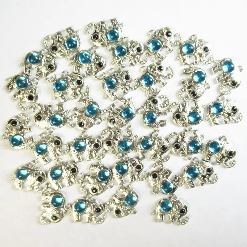 Free Shipping 20Pcs Charm Elephant Blue Crystal Rhinestones Silver Alloy Pendant DIY Bracelet Necklace Earring Jewelry Makingce