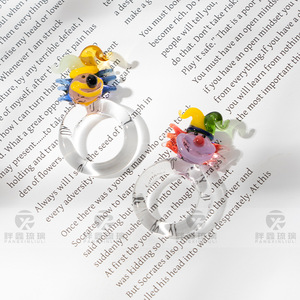 Handmadecolored Glaze Simple Bracelet Ring, High-end And Cool Little Finger Ring, Irregular-shaped Ring, Lampwork Glass, Multico - Product Image 4
