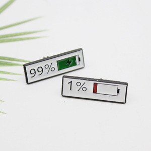 Spilla da bavero in smalto a forma rettangolare creativa con indicatore di batteria del telefono, tema 'Collaborazione che dona energia' - Product Image 2