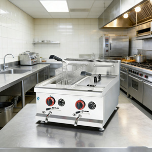 เครื่องทอดแก๊สธรรมชาติสำหรับธุรกิจ ทอดมันฝรั่งทอด <span class=keywords><strong>ไก่</strong></span>ทอด ขนาด 14 ลิตร + 14 ลิตร - Product Image 6