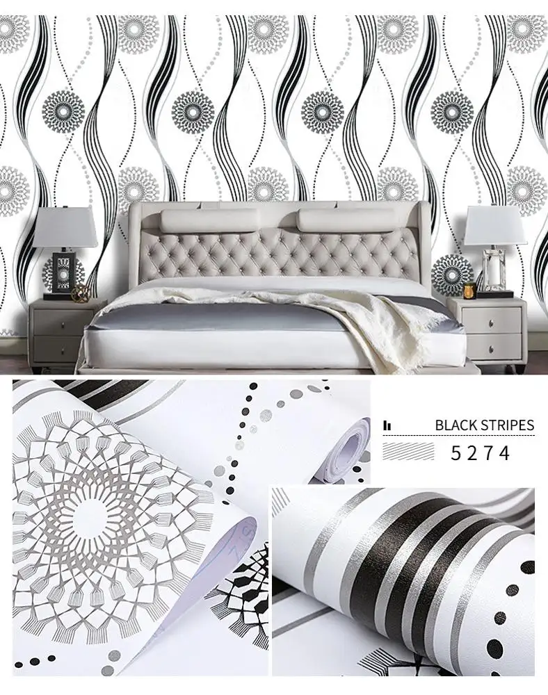3d Damascus PVC wallpaper waterproof self adhesive wall paper for home interior