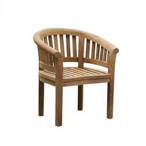 Chaise de salle à manger d'extérieur moderne en bois massif avec siège confortable et coussin imperméable pour utilisation en parc - Product Image 2