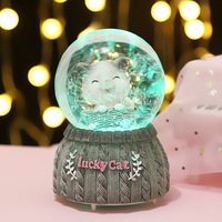 Boîte à musique carrousel en céramique couleur changeante lumière Led musique boule de neige cadeau anniversaire boule de neige boîte à musique