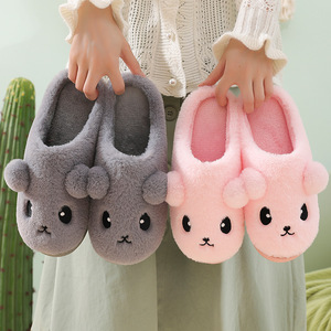 Nouveau hiver femmes belle <span class=keywords><strong>chat</strong></span> en peluche pantoufles chaussures chaudes diapositives mignon dessin animé <span class=keywords><strong>chat</strong></span> floue pantoufles hommes doux maison coton chaussures - Product Image 1