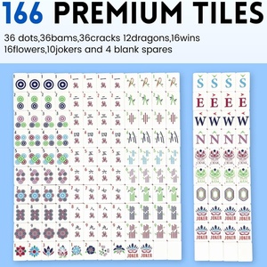 Customizable White Blue Engraved Acrylic 4-Player American-style <b>Mahjong</b> Tile <b>Set</b> with Portable Travel Case for Entertainment - Product Image 2