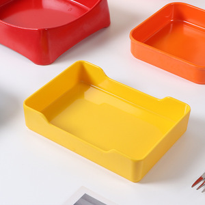Plateau rectangulaire en mélamine couleur unie pour les repas d'hôtel, les fêtes, le service du café et du thé - Product Image 1