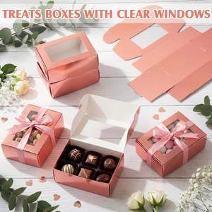 Boîtes à savon pour emballage artisanal, mini boîte en kraft avec fenêtre pour cadeau, emballage de pâtisserie et de bonbons (or rose) - Product Image 1