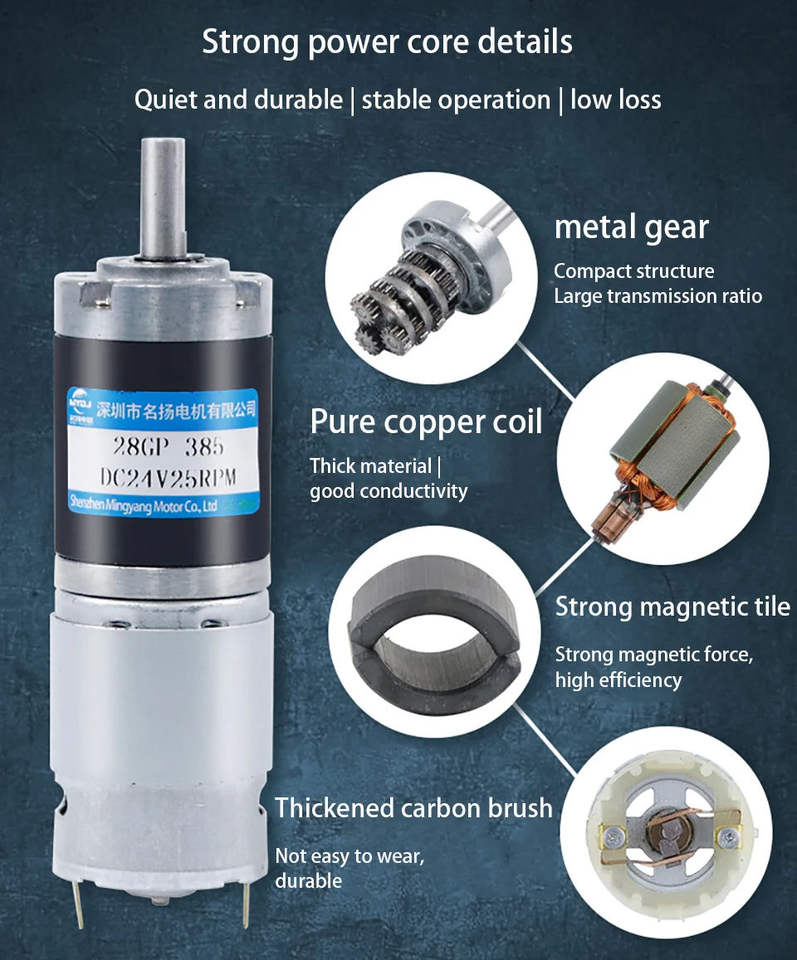 12V 24V 28mm DC Planetary Gear Motor - Adjustable Speed Micro Motor