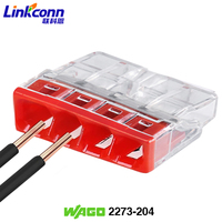 Connecteur PUSH WIRE Conducteur Bornier à 4 broches Connexion rapide 450V 24A Wagos 2273-204 Convient aux fils monobrin 2.5mm