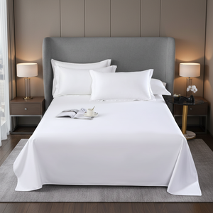 Lenzuola in Puro Cotone Bianco Personalizzate per Hotel, Lenzuola con Angoli Elasticizzati - Product Image 1