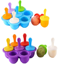 Moule à sucettes glacées réutilisable en silicone, 7 cavités, pour la préparation de desserts glacés, avec bâtonnets, outil de cuisine DIY - Product Image 1