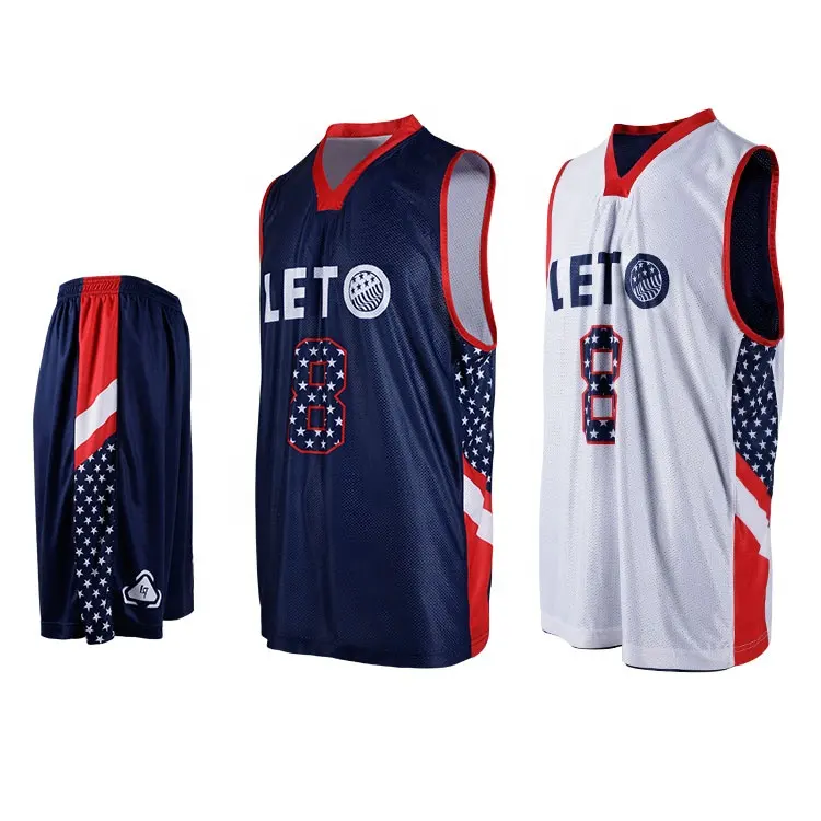 Hot Sale Sublimation Print Basketball Wear College Basketball Jerseys Uniforms Breathable Basketball Reversible Practice Jerseys