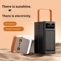 PINUODA Batterie externe solaire ultra grande capacité 20K-80KmAh en plastique avec affichage LED Micro-USB Type-C