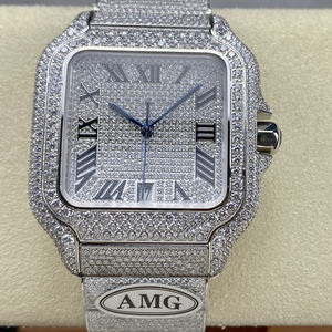 Montre de luxe personnalisée en or 18 carats avec diamants carrés et moissanite pour homme, fabriquée en usine OEM - Product Image 1