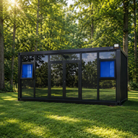 Bâtiment conteneur à mur-rideau en verre, maison conteneur modulaire préfabriquée pour bureau, salle d'exposition et usage commercial