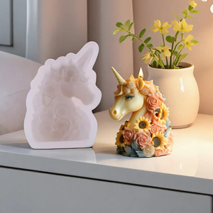 Flower Unicorn 100% Silicone <b>Candle</b> <b>Molds</b> Cartoon Animal 2-Piece Dishwasher Safe Sustainable DIY Aromatherapy <b>Candle</b> Making - Product Image 5