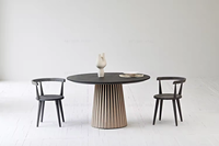 Ensemble de table à manger 6 places Japandi français Béton massif Bois de chêne Style nordique pour chambre à coucher ou hôtel