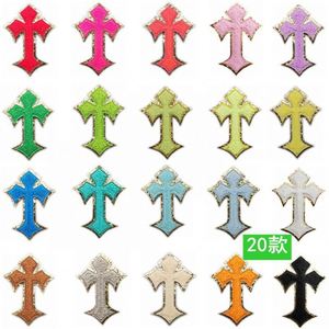 New <b>Iron</b> on 20 Colors Jesus God Cross Chenille Patches for Decoration - Product Image 1