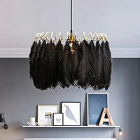 DUOMEIJU Lustre LED Nordique Moderne Doré à Hauteur Réglable, Économie d'Énergie, Lumière Chaude Romantique, Plumes, pour Chambre et Bureau, Télécommande