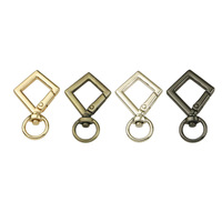 Porte-clés en forme de losange avec ressort, mousqueton en métal coloré, accessoires DIY
