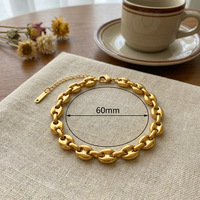 Bracelet unisexe hip-hop en acier inoxydable 304 plaqué or 18 carats, motif géométrique nez de cochon, ne se décolore pas, polyvalent, best-seller transfrontalier