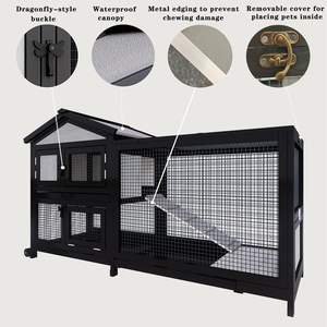 Cage à lapins extérieure et intérieure à 2 étages, poulailler, cage à cochon d'Inde sur roues, cage à lapins avec <span class=keywords><strong>toit</strong></span> imperméable - Product Image 4