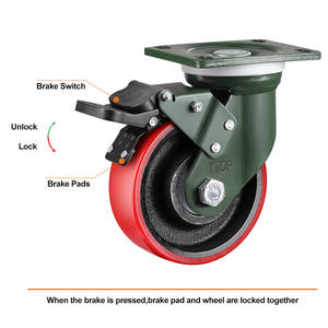 Hjul til vognen Factory Red Iron Core PU Hoch leistungs rollen Super Strong Load 1000KG Industrie rollen - Product Image 4