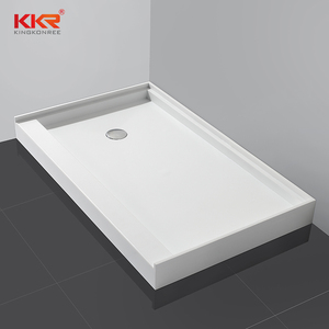 KKR Base de salle de bain en pierre artificielle antidérapante, plateau de <span class=keywords><strong>douche</strong></span> <span class=keywords><strong>à</strong></span> surface solide en résine acrylique blanche - Product Image 1