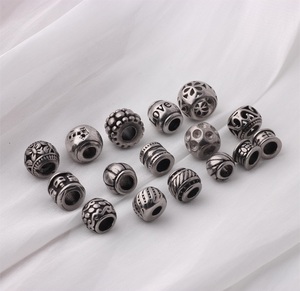 Perles d'espacement coulissantes vintage en acier inoxydable à grand trou (4-7 mm) à motifs multiples, inaltérables, pour bracelets, colliers et accessoires - Product Image 3