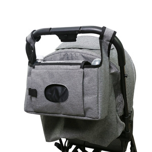 Sac suspendu en coton ATIBEI pour poussette, boîte à lingettes, <span class=keywords><strong>panier</strong></span> de rangement, personnalisé pour voiture d'enfant, gris - Product Image 1