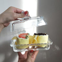 Plateau à fruits en verre transparent sur pied haut, style européen, pour desserts et gâteaux de banquet