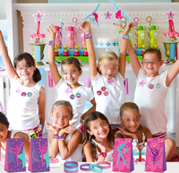 Bracelet en silicone, badge, carnet, papeterie, porte-clés, autocollant, jouet, cadeau, bonbons, sacs de friandises, faveurs pour fête d'anniversaire sur le thème de la gymnastique
