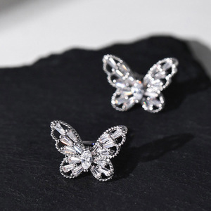 Orecchini a Farfalla con Zirconi per Donne, Stile Coreano Chic, Clip per Orecchie a Forma di Stella e Quadrato, Gioielli di Lusso da Regalo - Product Image 2