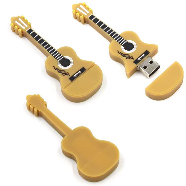 USB 3.2 Flash Drive Personalizable Usb Flash Drive in Guitar Shape Custom Logo 8GB 16GB 32GB 64GB PVC Pendrive for Souvenir