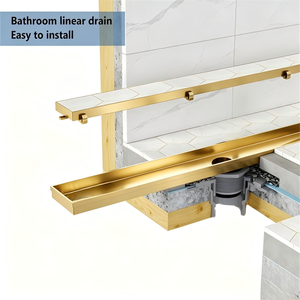 Drain de douche linéaire invisible en acier inoxydable 304, insert de carrelage pour salle de bain, anti-odeur, drain de <span class=keywords><strong>sol</strong></span> poli avec pieds réglables - Product Image 2