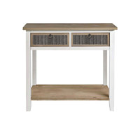 Table console de salon en rotin naturel SW Professional Packaging avec miroir, moderne, facile à assembler, taille et couleur personnalisables