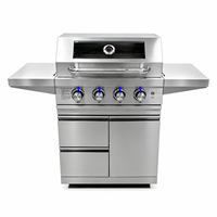Barbecue à gaz en acier inoxydable 304 personnalisé avec armoire et grille de cuisson en fonte pour jardin extérieur