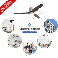 Ventilateur de plafond moderne professionnel 1stshine avec lumière, pales en bois massif encastrées, excellent vendeur, directement de l'usine, pour la décoration intérieure