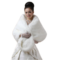 Veste Boléro Fausse Fourrure Mariée Demoiselle D'Honneur - Châle Manches 3/4 Blanc Ivoire
