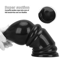 Vente en gros usine : Grand plug anal noir, dilatateur anal géant à base évasée, jouet d'entraînement au fisting en PVC 100% étanche, marque personnalisée